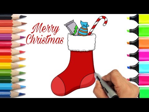 Kids Christmas drawing- Cute Shoes drawing for...