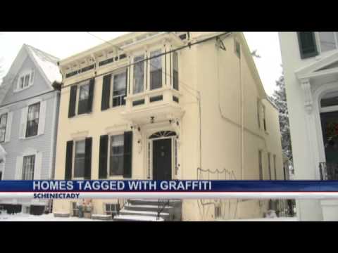 Stockade District buildings tagged by vandals