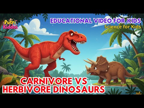 Science for kids: Carnivore vs Herbivore Dinosaurs for Kids 🦖🦕 | Prehistoric Dino Educational Video!