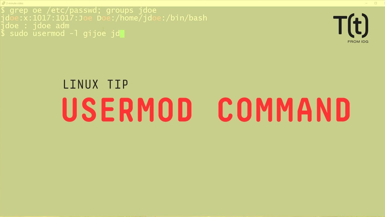 How to use the usermod command: 2-Minute Linux Tips