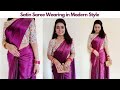 How To Wear Plain Satin Saree Satin Saree Draping Style And Hacks Solid Satin Saree Draping