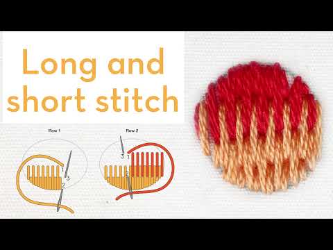Long and Short Stitch - How to quick video tutorial - hand embroidery stitches for beginners