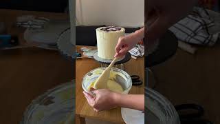 Icing a Wedding Cake with White Chocolate Ganache #asmr