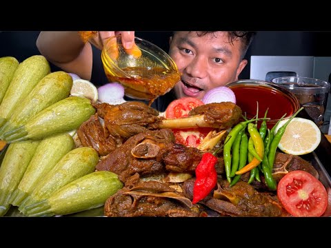 SUNDAY SPECIAL || SPICY MUTTON CURRY & YOUNG PUMPKINS WITH GREEN CHILLIES & RED KING CHILLI MUKBANG