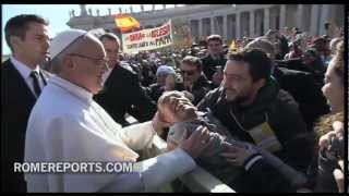 He exits the vehicle to deliver the blessing at 00:57.