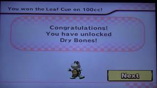 Mario Kart Wii Leaf Cup 100cc Unlocking Dry Bones!