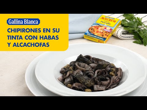 ¡Deliciosa receta de chipirones en su tinta con habas y alcachofas! 🌊💖 | Gallina Blanca