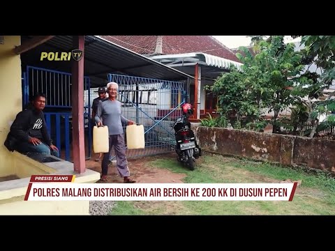 POLRES MALANG SALURKAN BANTUAN AIR BERSIH KEPADA WARGA DS PEPEN YANG MENGALAMI KRISIS AIR