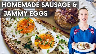 Homemade Sausage Patties & Jammy Eggs