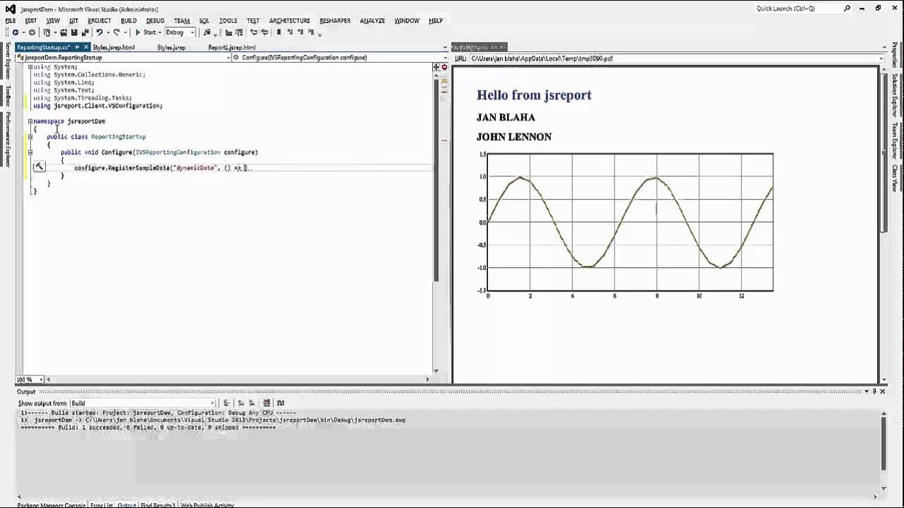 Pdf reports in visual studio and c# using jsreport