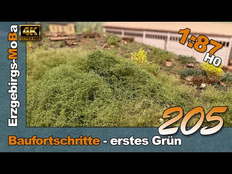 205 - Model railway construction progress - the first green on the layout - DR 1/87 H0 - (DE/EN)