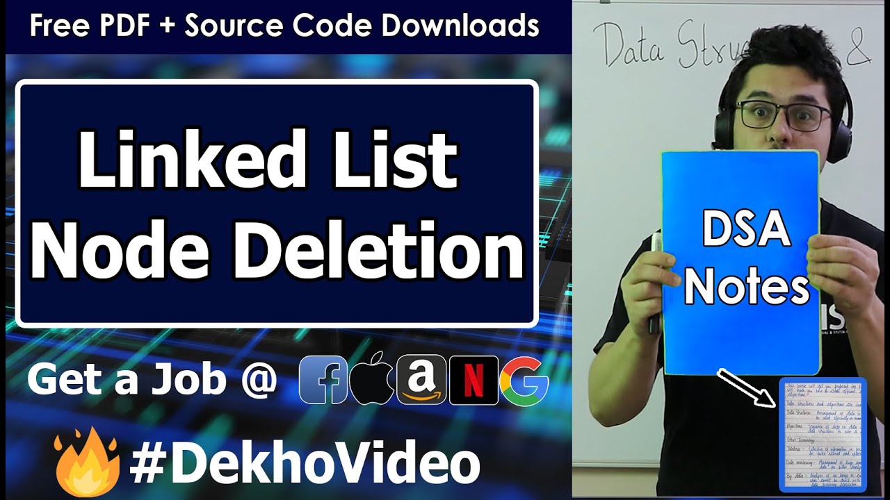 Video thumbnail for Delete a Node from Linked List (C Code For Deletion From Beginning, End, Specified Position & Key)