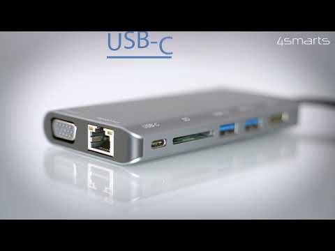 Superkompakter und schneller USB-C 8 in 1 Hub für Tablets, Laptops und Smartphones  von 4smarts