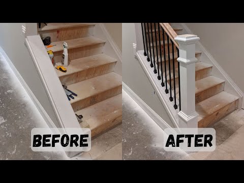 Installing Newel post and stair railing | Finishing my Basement | Episode 28