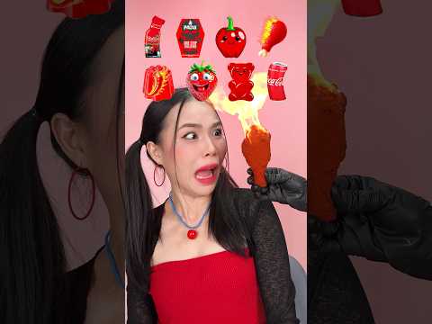 ASMR Mukbang 🌶️🥵🦞 Eating Random Red Food Color #funny #shorts #mukbang #eating #food