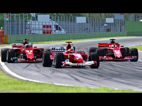Ferrari F1 2018 vs Ferrari F1 2017 vs Ferrari F1 2004 - Imola