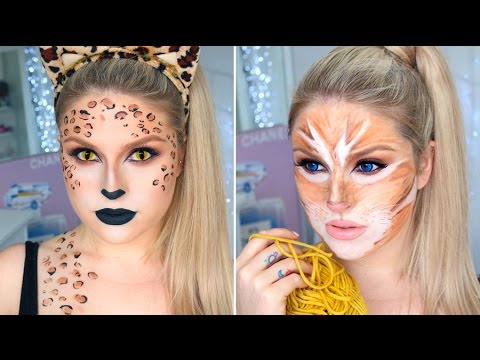 Sexy Leopard & Cute Tabby Cat! ♡ 2-in-1 Cat Halloween Tutorial! Video