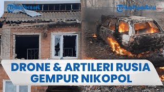 Militer Rusia Serang Nikopol Ukraina dengan Berbagai Senjata: Bangunan Rusak dan Mobil Terbakar
