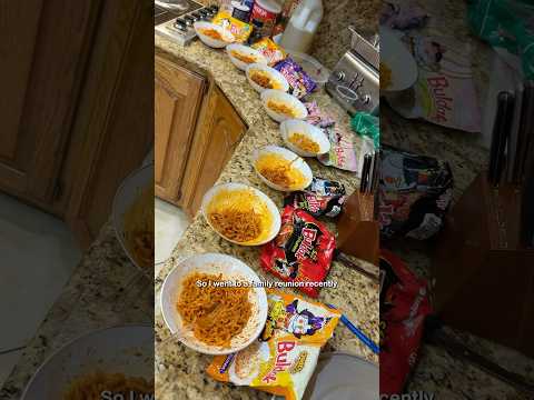 Setting up a spicy noodle challenge for my cousins