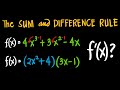 THE SUM AND DIFFERENCE RULE FOR DERIVATIVES Differential Calculus