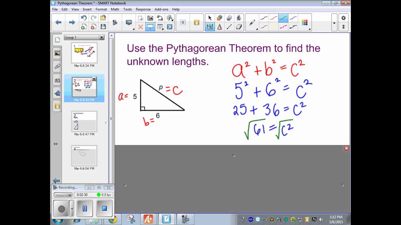 Pre-Algebra - Pythagorean Theorem