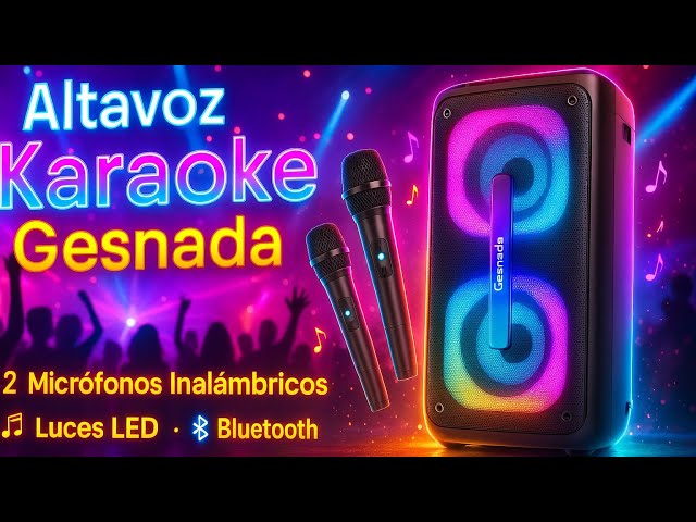 Vídeo relacionado con Máquina de Karaoke con 2 micrófonos para Adultos y niños, Altavoz de Karaoke Bluetooth portátil para Adultos y niños, Sistema PA de Fiesta con Luces de Discoteca para reuniones, Regalos para la
