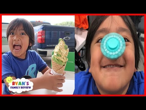 Real Gold Ice Cream + Fidget Spinners Trick On Nose with Ryan's Family Review!!