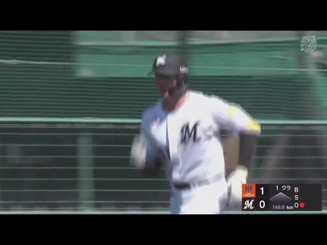 【ファーム】初球を捉えた‼ マリーンズ・山本大斗 レフトへのソロホームランで同点‼ 2025年3月20日  千葉ロッテマリーンズ 対 オイシックス新潟アルビレックスBC