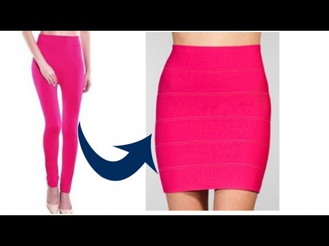 DIY: Convert/recycle old leggings into pencil skirt//refashion clothes/ ways to recycle leggings Video