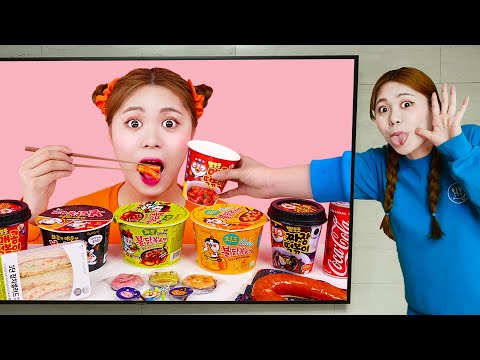 Mukbang Fire Spicy Noodle Pororo TTeokbokki Black Noddle by HIU 하이유