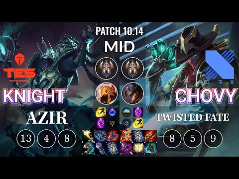 TES knight Azir vs DRX Chovy Twisted Fate Mid - KR Patch 10.14