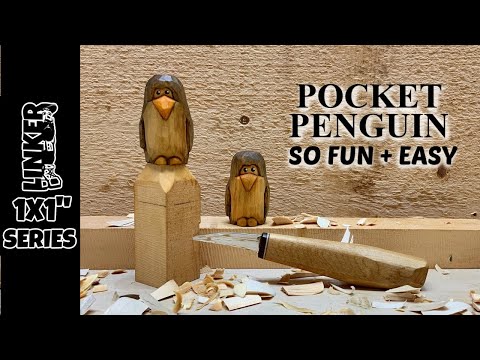 How to Carve a Super Fun and Simple Penguin - Full Knife only Tutorial (1x1 series)