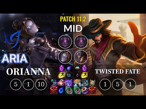 CGA Aria Orianna vs Twisted Fate Mid - KR Patch 11.2