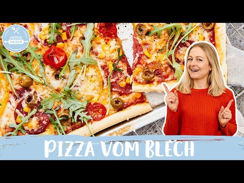 Pizza vom Blech🍕😋| Pizza selber machen | Blechpizza | Pizza-Rezept für zuhause | Einfach Backen