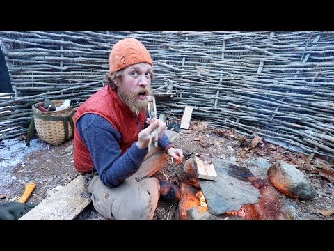 Make a Fireplace In the Winter Survival Shelter And Catch and Cook A Steak (87 days ep. 22) Video
