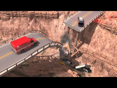 Collapsing Bridge Pileup Crashes 22 | BeamNG.drive