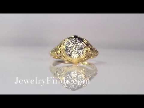 Beautiful Vintage Jabel .44ct t.w. Diamond Floral Engagement Ring 18k/Platinum-1334-Ring