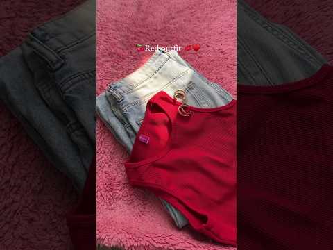 Red Crop Top with Light Blue Denim: A Classic Combo #fashionblogger #amazonfinds #viralvideo