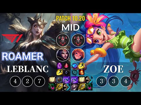 T1 Roamer LeBlanc vs Zoe Mid - KR Patch 10.20