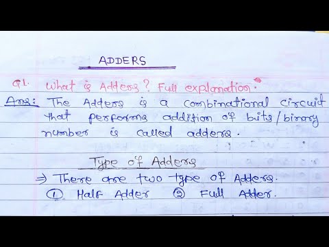 what is Adders? full explanation in hindi | what is Half Adder