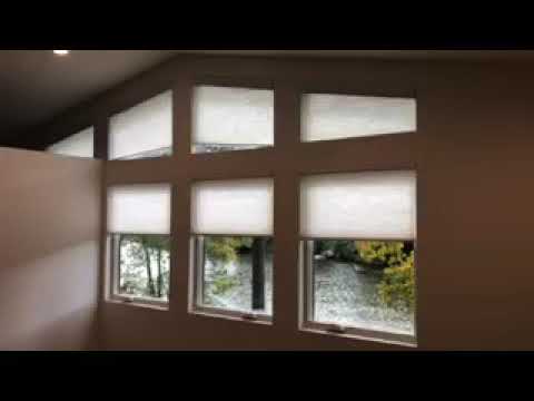 Motorized angle top honeycomb shades