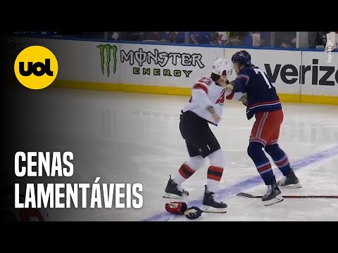 JOGO DE HÓQUEI TEM BRIGA GENERALIZADA E OITO JOGADORES EXPULSOS