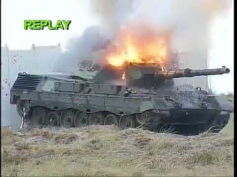 German Leopard 2 tank shooting Leopard 1