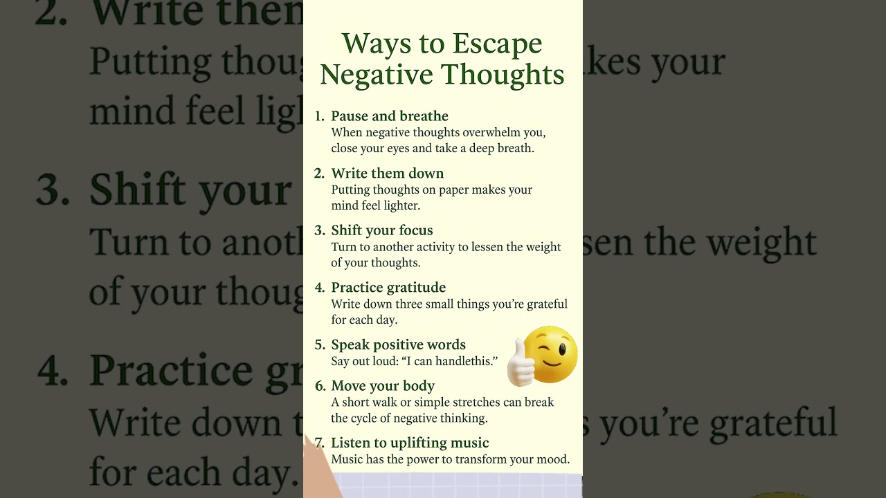 Ways to Escape Negative Thoughts  #gentleadvice