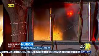 Crews battle early morning house fire in Huron