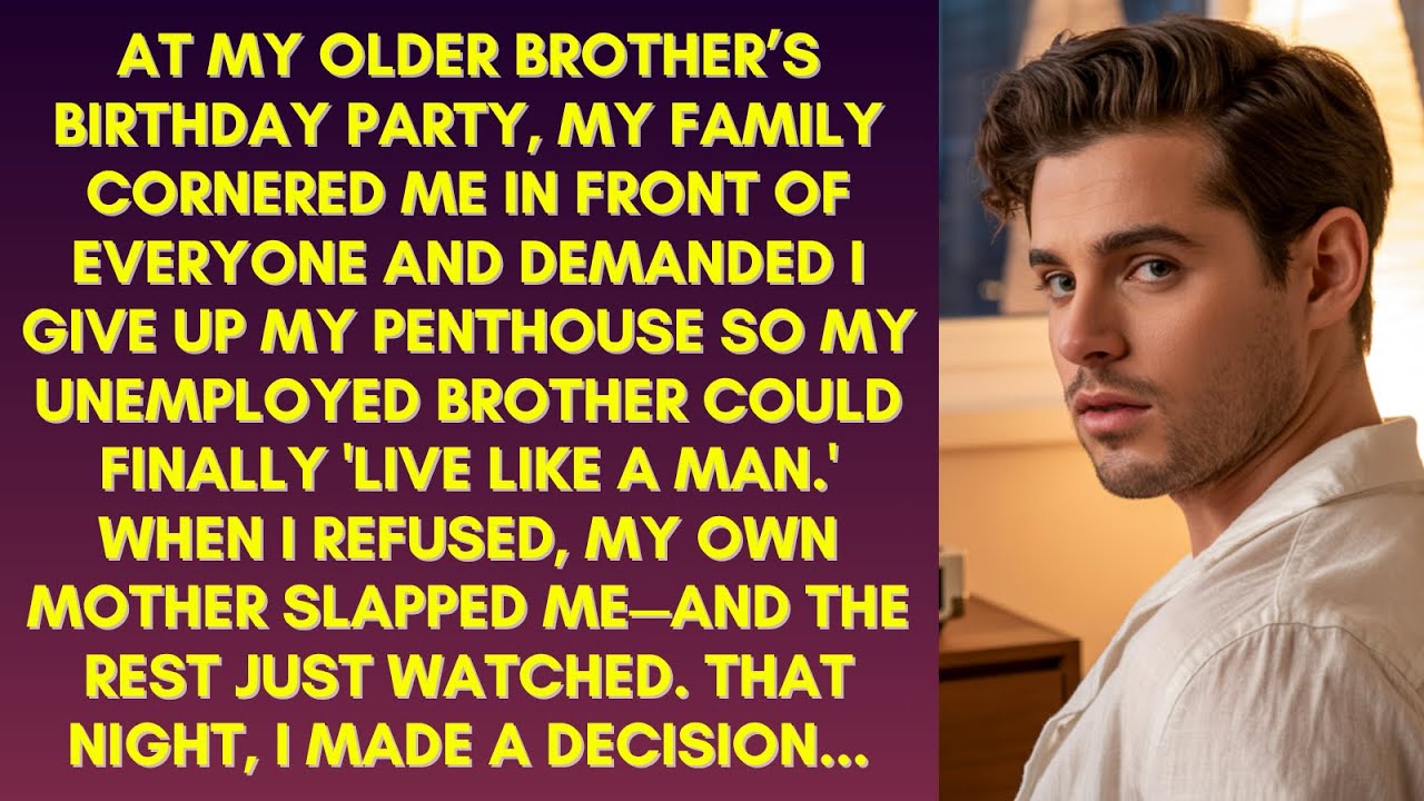 MY FAMILY DEMANDED I GIVE MY PENTHOUSE TO MY BROTHER, THEIR GOLDEN SON. WHEN I REFUSED, MY MOM ...