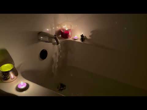 Cozy Bathtub Filling ASMR - Candle Lit, Outside Tub - White Noise for Sleep