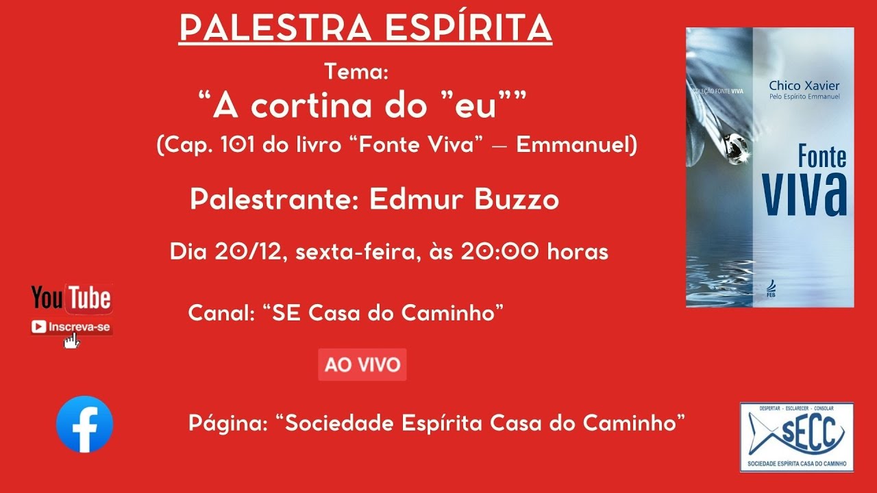 Palestra, tema: “A cortina do “eu”", com Edmur Buzzo, na S.E. Casa do Caminho, Primavera - SP.