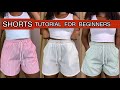 How To Cut And Sew Shorts With Elastic Waistband And Pockets For Beginners Drawstring Eyelet