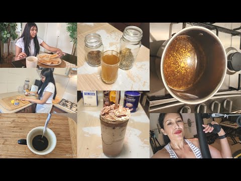 home made drink for bloating | chocolate frappe recipe | workout routine | realistic daily vlogs